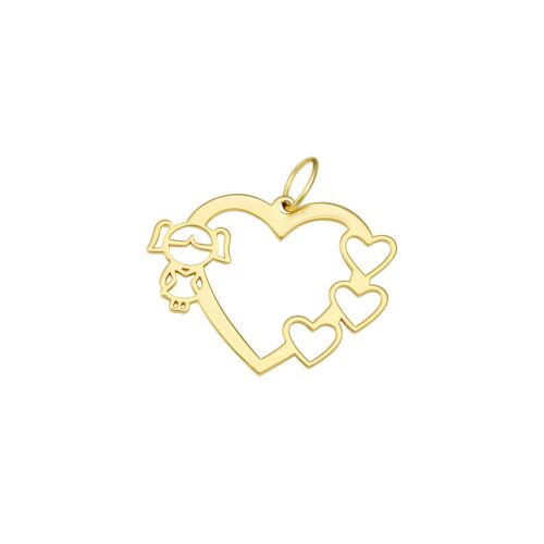 Colgante Niña 3 Corazones Oro 18k