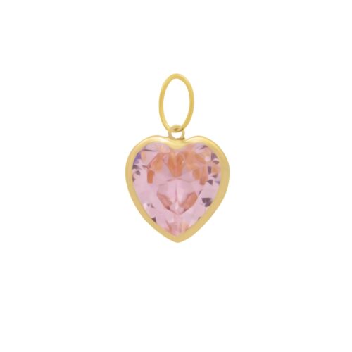 Colgante Corazon Zirconia Rosado Oro 18k