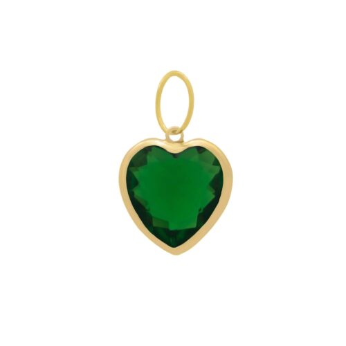 Colgante Corazon Zirconia Verde Oro 18k