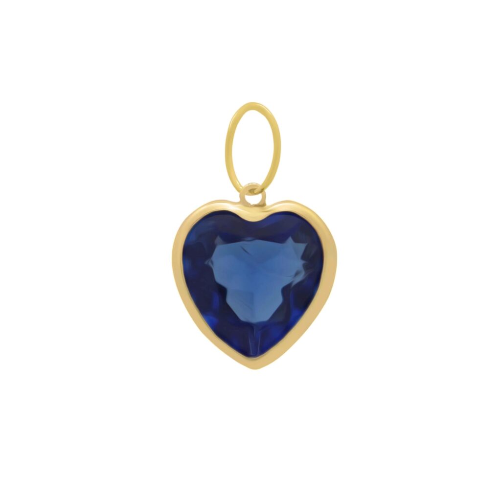 Colgante Corazon Zirconia Azul Oro 18k