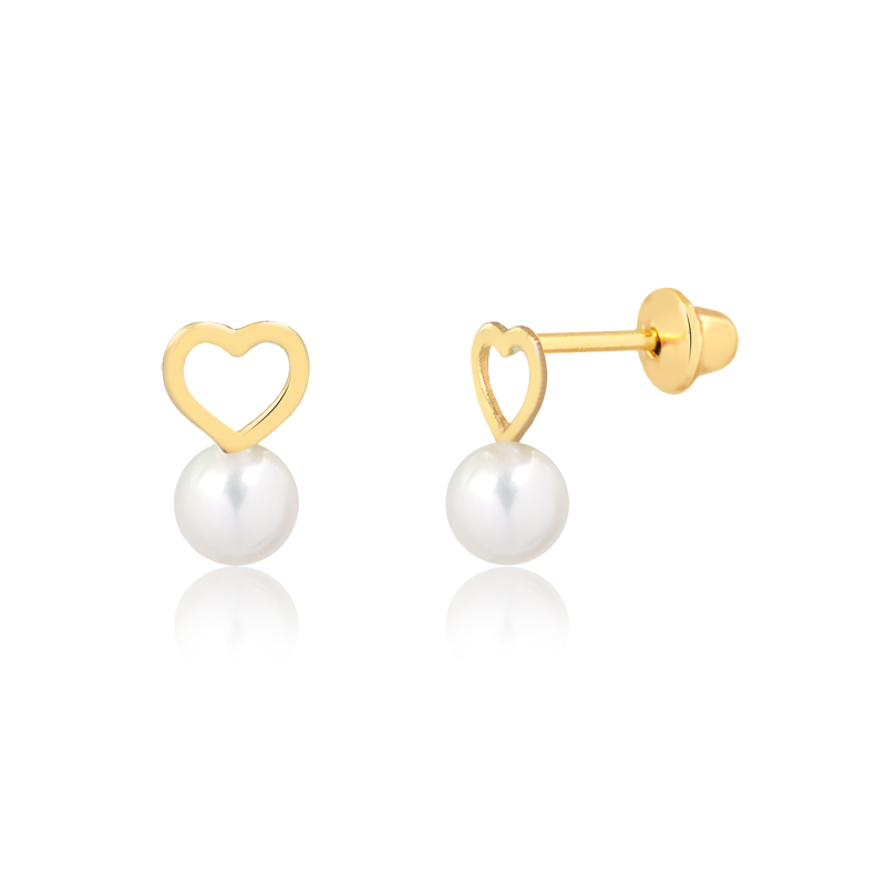 Aro Perla con Corazon Oro 18k 3mm