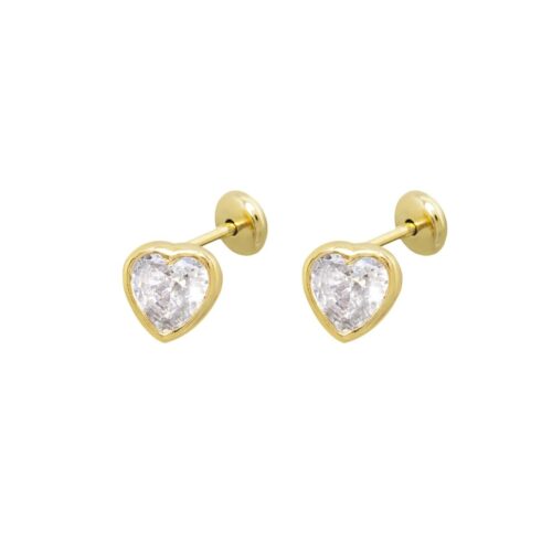 Aro corazon Piedra Blanca Oro 18k