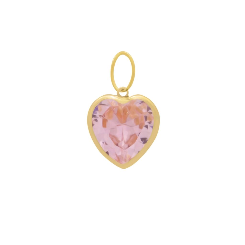 Colgante Corazon Zirconia Rosado Oro 18k